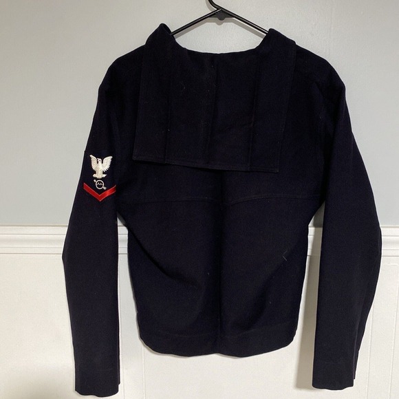 Navy Jumper, Men's Blue Undress, Vtg 100% Wool Size 40 With Patch - Picture 2 of 6